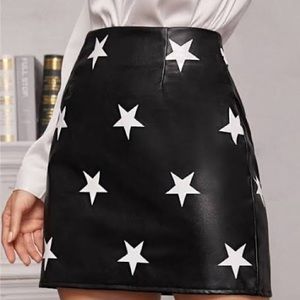 Nasty Gal Faux Leather Black Star Mini Skirt
